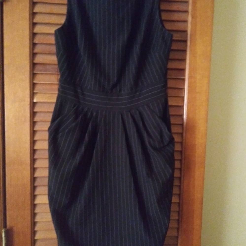 Black pinstriped sheath dress